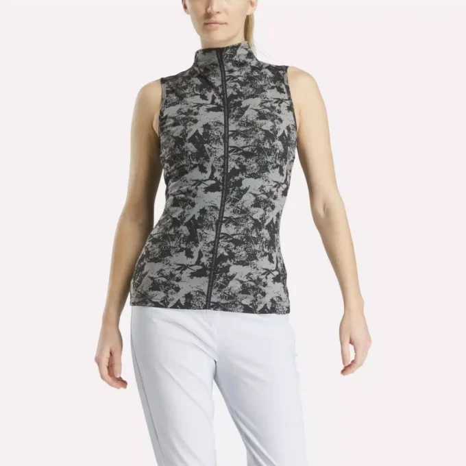 Haut de golf sans manches à col montant pour femme – Imprimé abstrait Vector