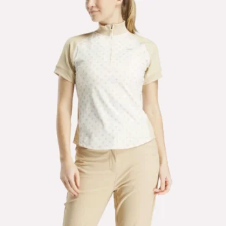 Haut à manches courtes et fermeture éclair 1/4 avec imprimé mini argyle pour femme