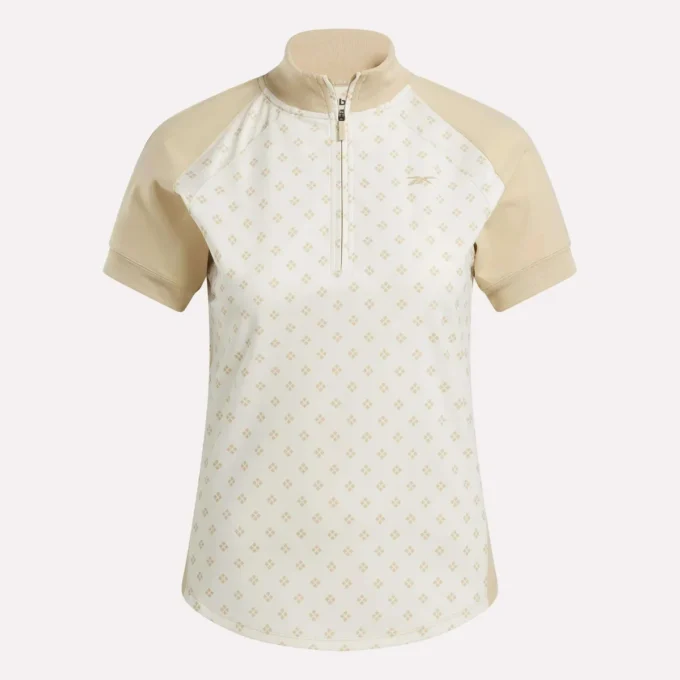 Haut à manches courtes et fermeture éclair 1/4 avec imprimé mini argyle pour femme