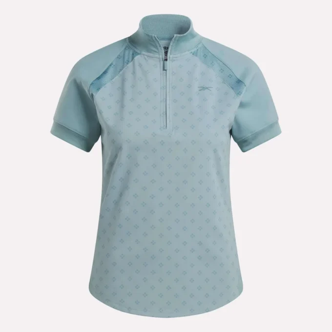 Haut à manches courtes et fermeture éclair 1/4 avec imprimé mini argyle pour femme