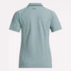 Polo de golf moulant à manches courtes et fermeture éclair pour femme