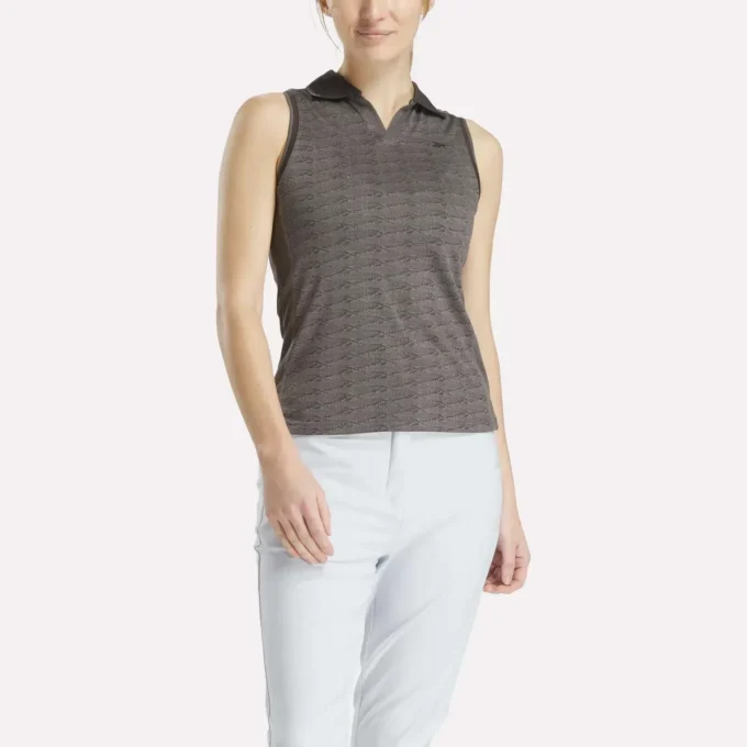 Polo de golf sans manches Vector Jacquard pour femme Polo de golf sans manches Vector Jacquard pour femme