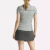 Polo à manches courtes et col Johnny à micro-motifs floraux pour femmes
