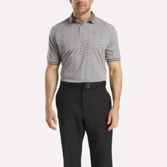 Polo à manches courtes pour homme, ton sur ton, jacquard Vector, avec bordures côtelées contrastées