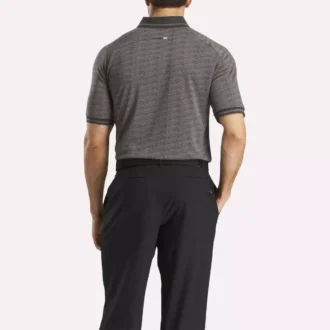 Polo à manches courtes pour homme, ton sur ton, jacquard Vector, avec bordures côtelées contrastées