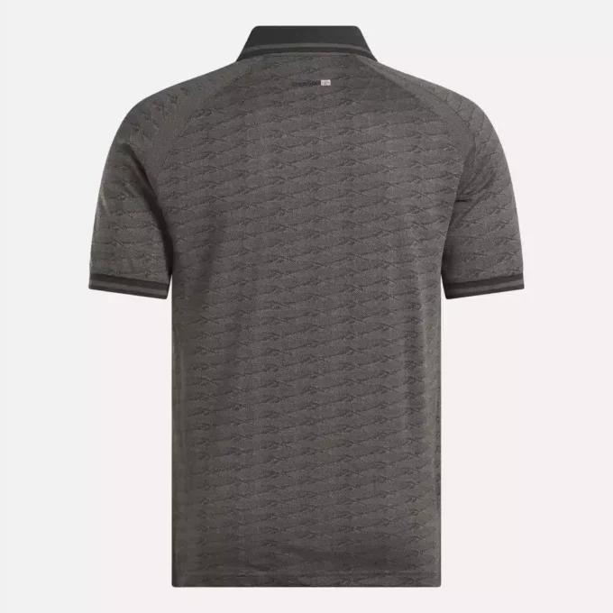 Polo à manches courtes pour homme, ton sur ton, jacquard Vector, avec bordures côtelées contrastées Polo à manches courtes pour homme, ton sur ton, jacquard Vector, avec bordures côtelées contrastées