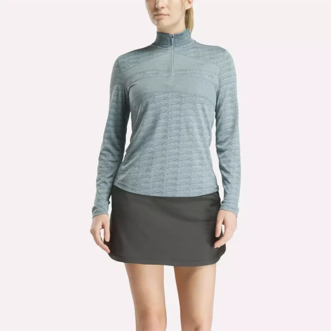 Pull de golf à manches longues et fermeture éclair 1/4 en jacquard Vector pour femmes Pull de golf à manches longues et fermeture éclair 1/4 en jacquard Vector pour femmes