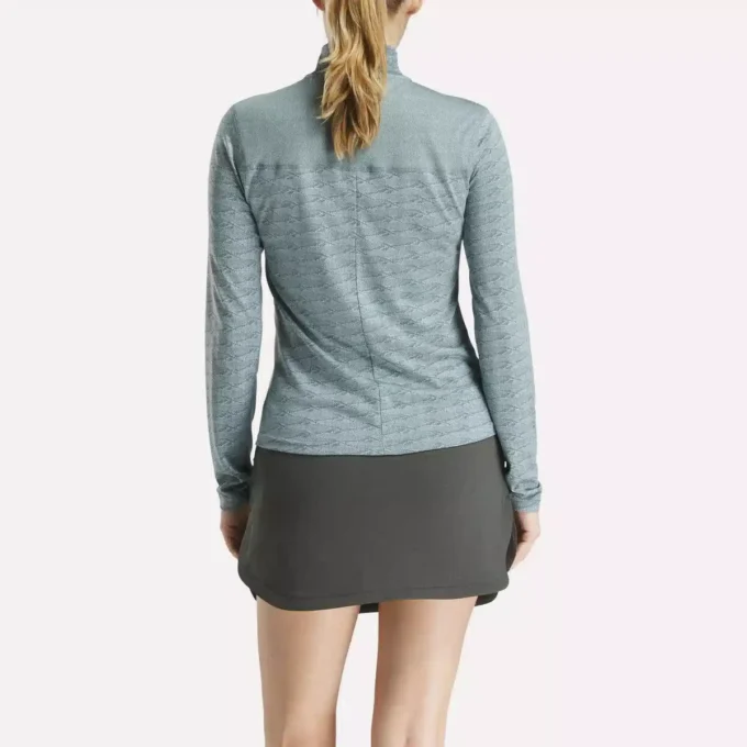 Pull de golf à manches longues et fermeture éclair 1/4 en jacquard Vector pour femmes Pull de golf à manches longues et fermeture éclair 1/4 en jacquard Vector pour femmes