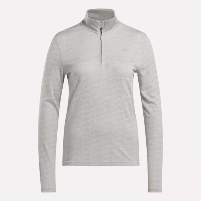 Pull de golf à manches longues et fermeture éclair 1/4 en jacquard Vector pour femmes
