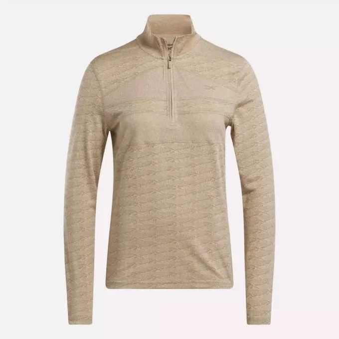 Pull de golf à manches longues et fermeture éclair 1/4 en jacquard Vector pour femmes Pull de golf à manches longues et fermeture éclair 1/4 en jacquard Vector pour femmes