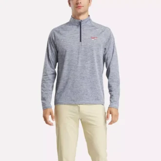 Sweat-shirt à fermeture éclair quart de longueur pour homme avec technologie Cationic Wicking