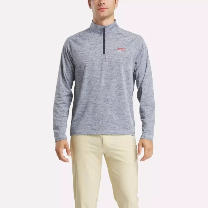 Sweat-shirt à fermeture éclair quart de longueur pour homme avec technologie Cationic Wicking