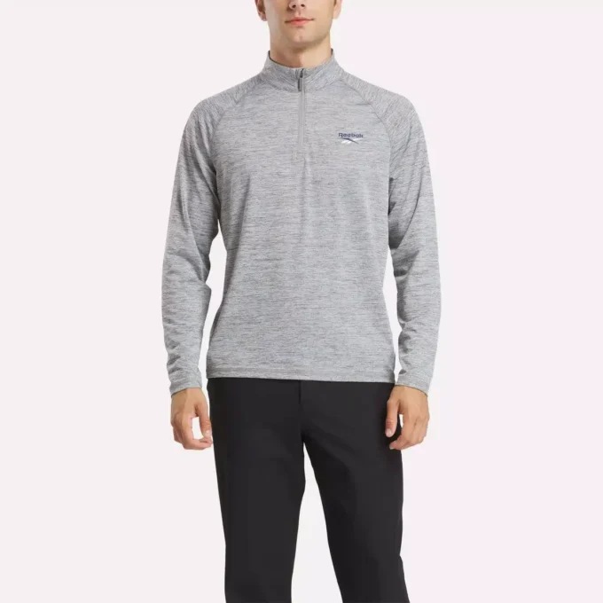 Sweat-shirt à fermeture éclair quart de longueur pour homme avec technologie Cationic Wicking