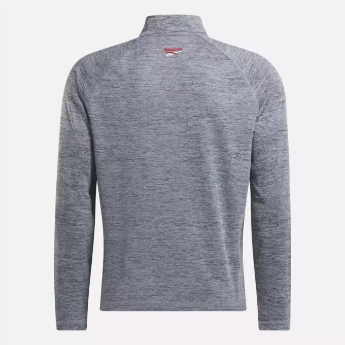 Sweat-shirt à fermeture éclair quart de longueur pour homme avec technologie Cationic Wicking