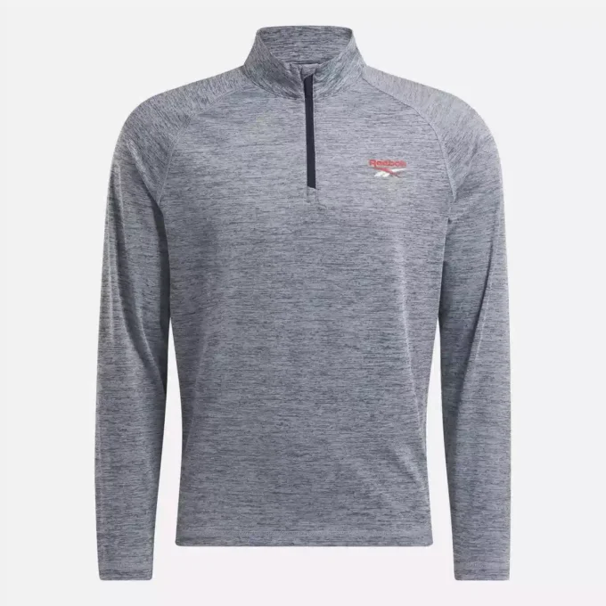 Sweat-shirt à fermeture éclair quart de longueur pour homme avec technologie Cationic Wicking