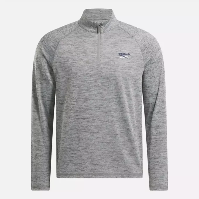 Sweat-shirt à fermeture éclair quart de longueur pour homme avec technologie Cationic Wicking