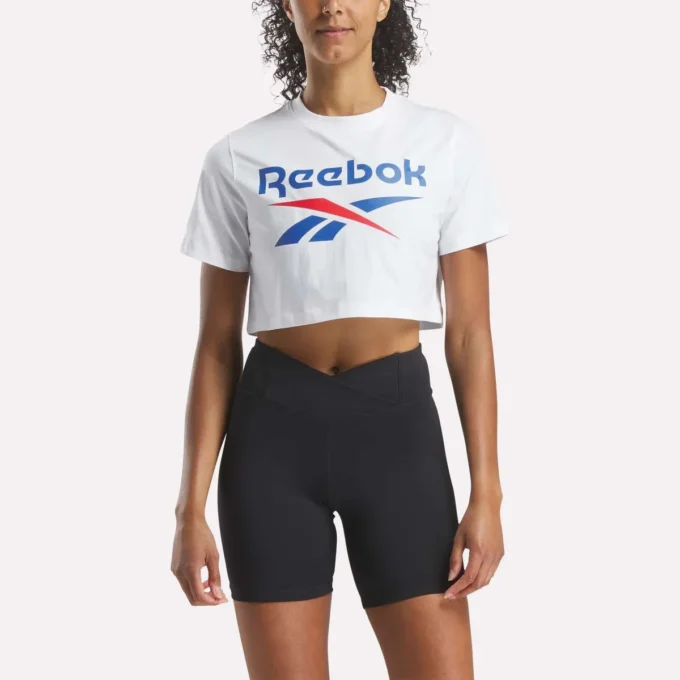 T-shirt court à manches courtes et logo bicolore pour femmes