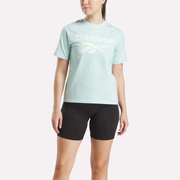 T-shirt à manches courtes et col rond pour femme avec logo bicolore