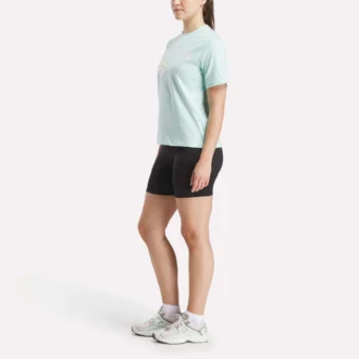 T-shirt à manches courtes et col rond pour femme avec logo bicolore
