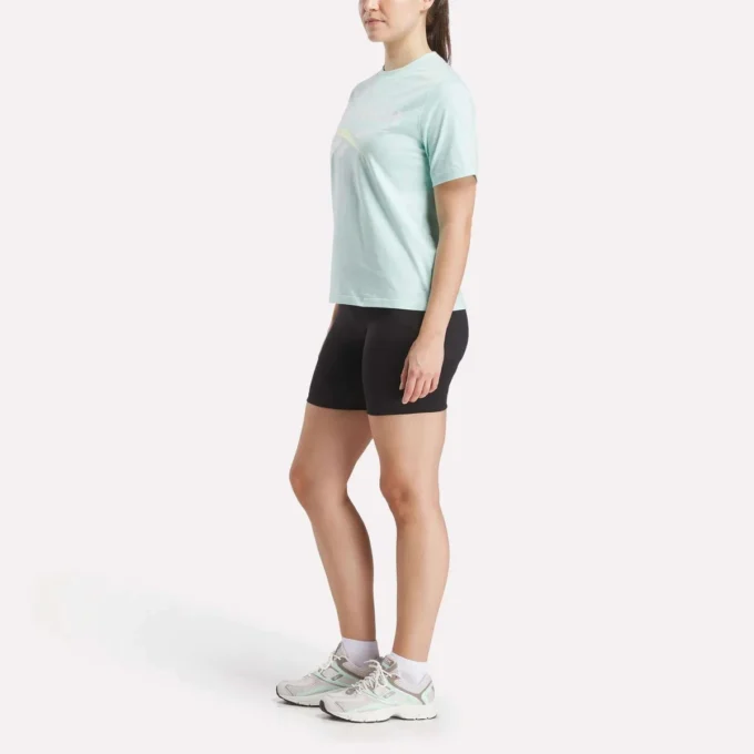 T-shirt à manches courtes et col rond pour femme avec logo bicolore