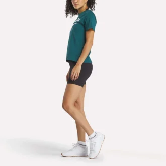 T-shirt à manches courtes et col rond pour femme avec logo bicolore