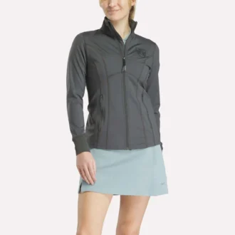 Veste de golf à fermeture éclair intégrale et coutures performantes pour femmes