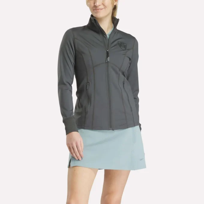 Veste de golf à fermeture éclair intégrale et coutures performantes pour femmes
